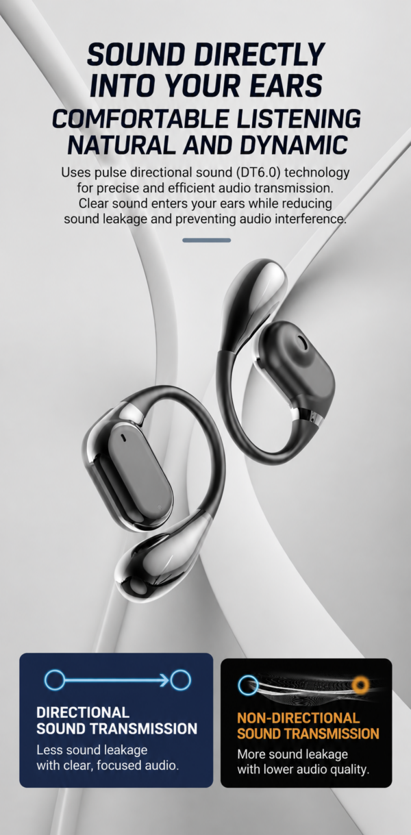 Dragonfly G22 Premium Wireless Open-Ear Earbuds with Bluetooth 5.4, Digital Battery Display & Flexible Ear Hooks