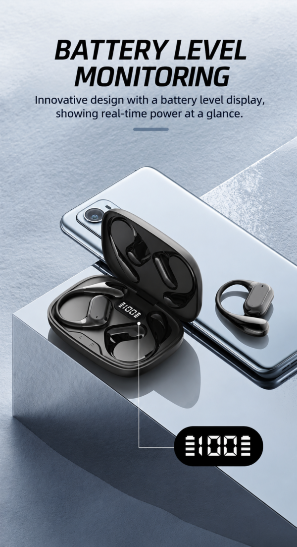 Dragonfly G22 Premium Wireless Open-Ear Earbuds with Bluetooth 5.4, Digital Battery Display & Flexible Ear Hooks