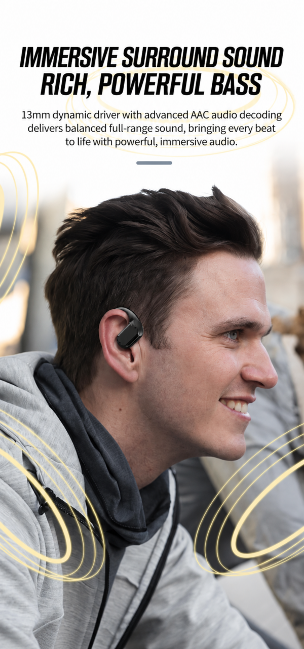Dragonfly G22 Premium Wireless Open-Ear Earbuds with Bluetooth 5.4, Digital Battery Display & Flexible Ear Hooks