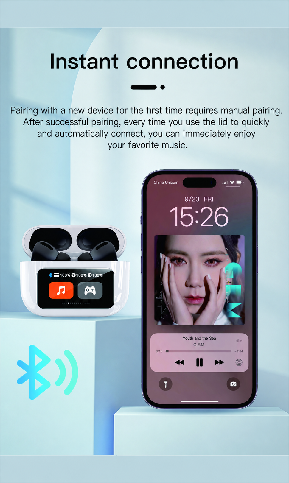 Dragonfly Y16 White Wireless Earbuds with Touchscreen Charging Case - Image 4