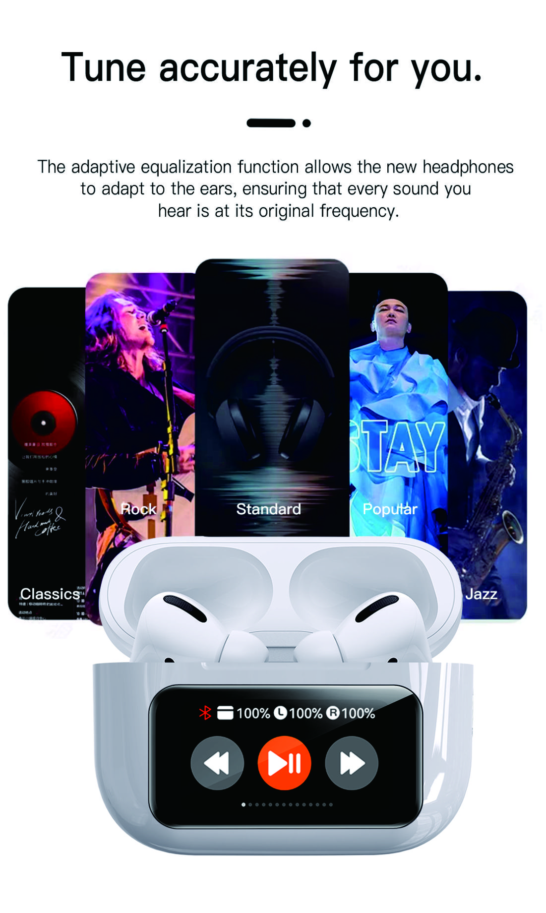 Dragonfly Y16 White Wireless Earbuds with Touchscreen Charging Case - Image 12
