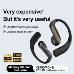 Dragonfly YJ55 Premium Wireless Open-Ear Earbuds with Memory Titanium Steel Wire – Sport Hook Design